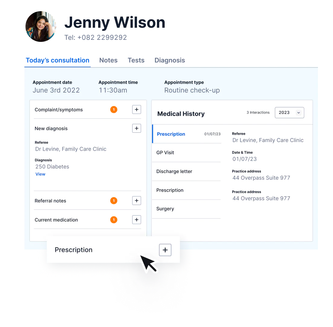 Flex contact center UI showing an example of first-party data you can pull in from another system, like a CRM or EHR, to personalize customer interactions.